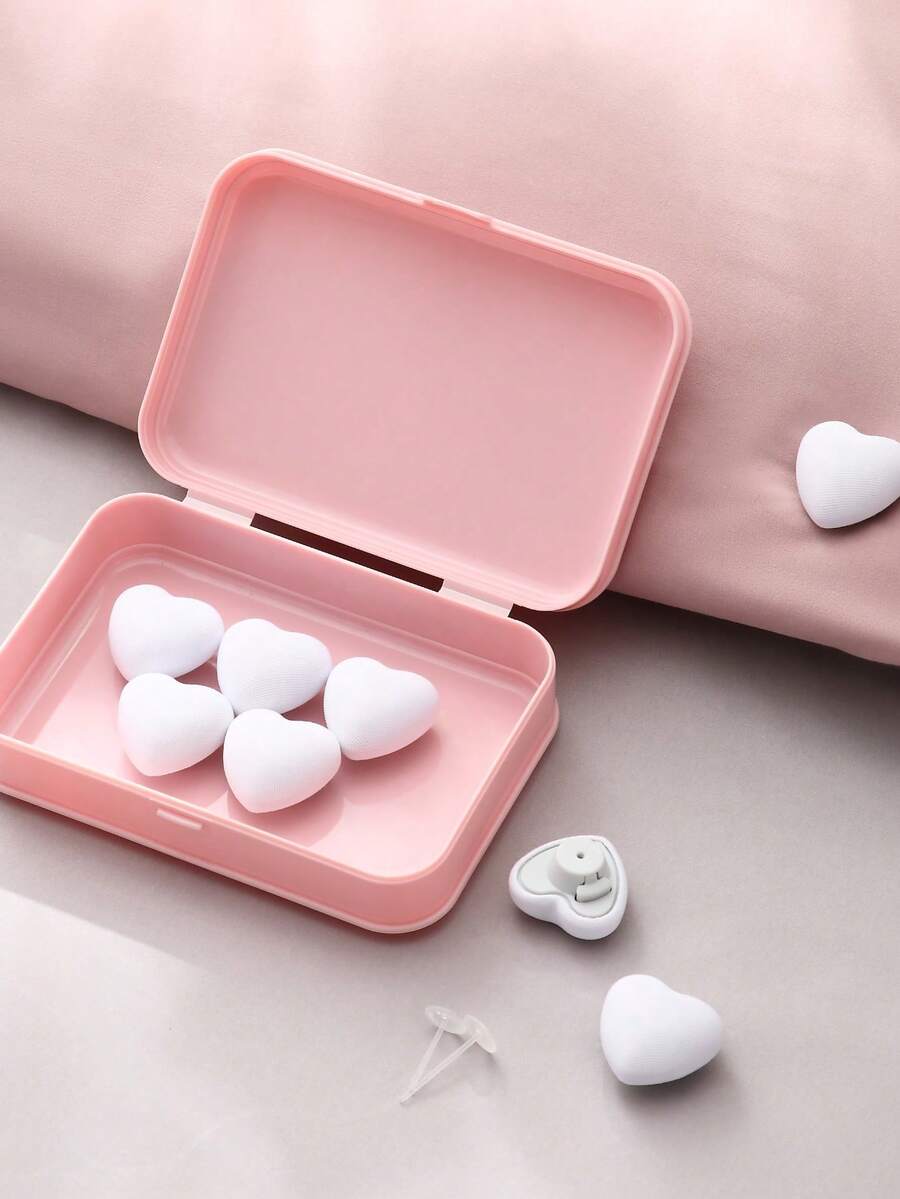 1盒6入組心形床上用品攀扣,裝飾用被子固定器 - 白色 - 查看 1