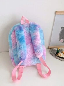 新款中型雙肩帶毛絨獨角獸背包,容量大,適用於幼兒園和小學生,適合秋冬季節 - 藍色 - 查看 5
