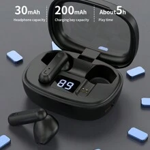 F20無線耳機透明蓋數字顯示屏新私人模型無線運動耳機2024年全新TWS防水入耳式高保真立體聲無線耳塞：運動生活耳機，兼容iPhone，Android，iOS和更多！新款式無線耳機觸控耳機運動入耳式耳機具有雙高清麥克風 - Black - 查看 8