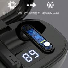 F20無線耳機透明蓋數字顯示屏新私人模型無線運動耳機2024年全新TWS防水入耳式高保真立體聲無線耳塞：運動生活耳機，兼容iPhone，Android，iOS和更多！新款式無線耳機觸控耳機運動入耳式耳機具有雙高清麥克風 - Black - 查看 6