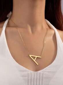 1 Pièce Pendentif Géométrique 26 Alphabet Anglais Collier Élégant Et Haut De Gamme Dans Les Styles Européens Et Américains