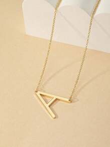 1 Pièce Pendentif Géométrique 26 Alphabet Anglais Collier Élégant Et Haut De Gamme Dans Les Styles Européens Et Américains