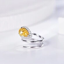 S925純銀簡約百搭小眾設計創意活人戒指適合女士日常佩戴、約會、旅行 - 白色 - 查看 3