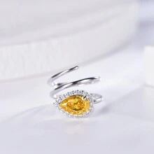 S925純銀簡約百搭小眾設計創意活人戒指適合女士日常佩戴、約會、旅行 - 白色 - 查看 5