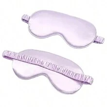 1 件桑蚕丝睡眠眼罩和眼罩，带松紧带/头带，柔软眼罩，适合夜间睡眠、旅行、午睡，适合旅行飞机飞行，适合卧室、旅行、办公室、学校，男孩情人节心形情人节、女士情人节礼物，生日男朋友女朋友 - 紫色 - 查看 2