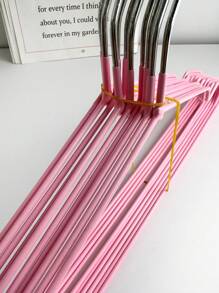 10入組帶塗層防滑家用衣架,加厚肩部保護,適用於濕/乾衣物,金屬塗層衣架,成人尺寸 - 粉色 - 查看 2