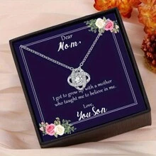 1入時尚創意銅鋯石吊墜項鍊連禮盒,適合女性節日禮物或日常穿戴 - 銀色 - 查看 8