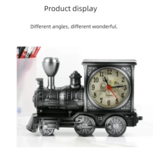 1只新式老式火車造型鬧鐘,創意塑料桌鐘,時尚家居裝飾和禮物 - 灰色 - 查看 7