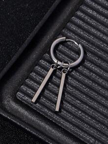 1對不銹鋼雙棒吊墜時尚簡約耳環,男士專用 - 雙棍吊墜 - 查看 1