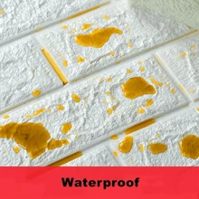 10入組diy 3d泡沫磚軟壁紙牆貼板,剝離式粘合劑防水防潮,適用於房屋、客廳、臥室、浴室、廚房牆壁裝飾 - 黃色 - 查看 8