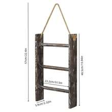 木質仿古成品 3 層壁掛式浴室毛巾和圍巾架,裝飾懸掛儲物架 - 鏽棕色 - 查看 2