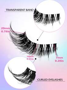 Asiteo 5对卡通猫眼假睫毛，3D自然透明，蓬松柔软交叉睫毛，打造精致自然的睫毛嫁接妆容 - 眼尾拉長款 - 查看 6