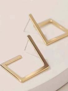 1 par de pendientes cuadrados de hierro minimalistas y modernos para mujer, joyería para fiestas y uso diario
