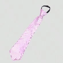 1條時尚亮片拉鍊式易穿領帶(適用於新年禮物派對、魔術表演和熱鬧氣氛) - 淺粉色 - 查看 1