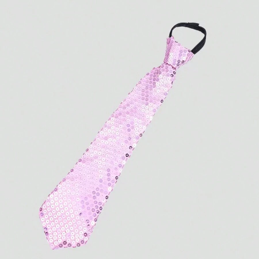 1條時尚亮片拉鍊式易穿領帶(適用於新年禮物派對、魔術表演和熱鬧氣氛) - 淺粉色 - 查看 1