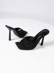 Women's Fashion Open Toe High Heel Sandals, Slippers Style - Black - View 7