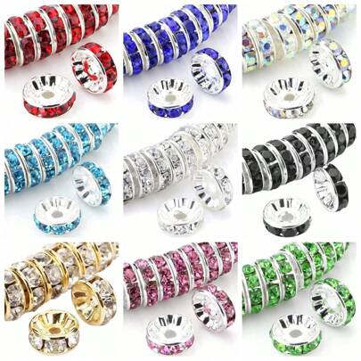 100pcs Rondelle Spacer Beads For Jewelry Making Crystal Rhinestone Beads Spacers For Bracelets