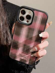 1入組女孩色塊格紋蘋果手機殼，適用於 iPhone 12/13、11＆14/Max，秋冬款式，甜美且時髦風格 - 彩色 - 查看 3