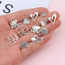 隨機混合 20 件古董銀心吊墜珠寶製作發現婚禮情人節母親節吊飾 Diy 項鍊手鍊的手工配件 - 復古銀色 - 查看 2