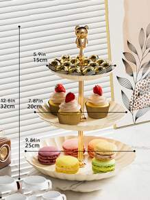 1pc Luxury Dessert Stand For Fruits & Cakes, Afternoon Tea Pastry Stand - Milky White - View 11