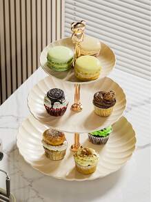 1pc Luxury Dessert Stand For Fruits & Cakes, Afternoon Tea Pastry Stand - Milky White - View 2