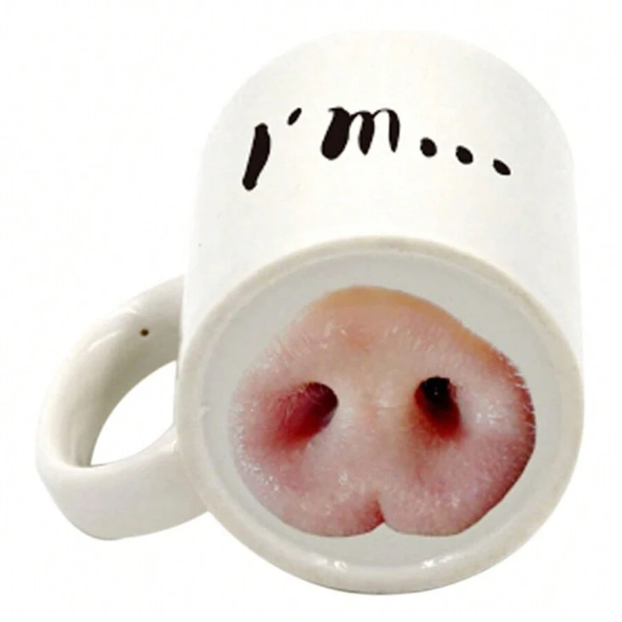 鼻子馬克杯,創意搞笑咖啡杯（豬）,材質：馬克杯採用陶瓷材質,安全有保障。易於清潔：使用後只需使用清水即可。創意搞笑：豬鼻子圖案設計幽默又活躍現場氣氛。 - 白色 - 查看 1