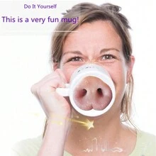 鼻子馬克杯,創意搞笑咖啡杯（豬）,材質：馬克杯採用陶瓷材質,安全有保障。易於清潔：使用後只需使用清水即可。創意搞笑：豬鼻子圖案設計幽默又活躍現場氣氛。 - 白色 - 查看 3