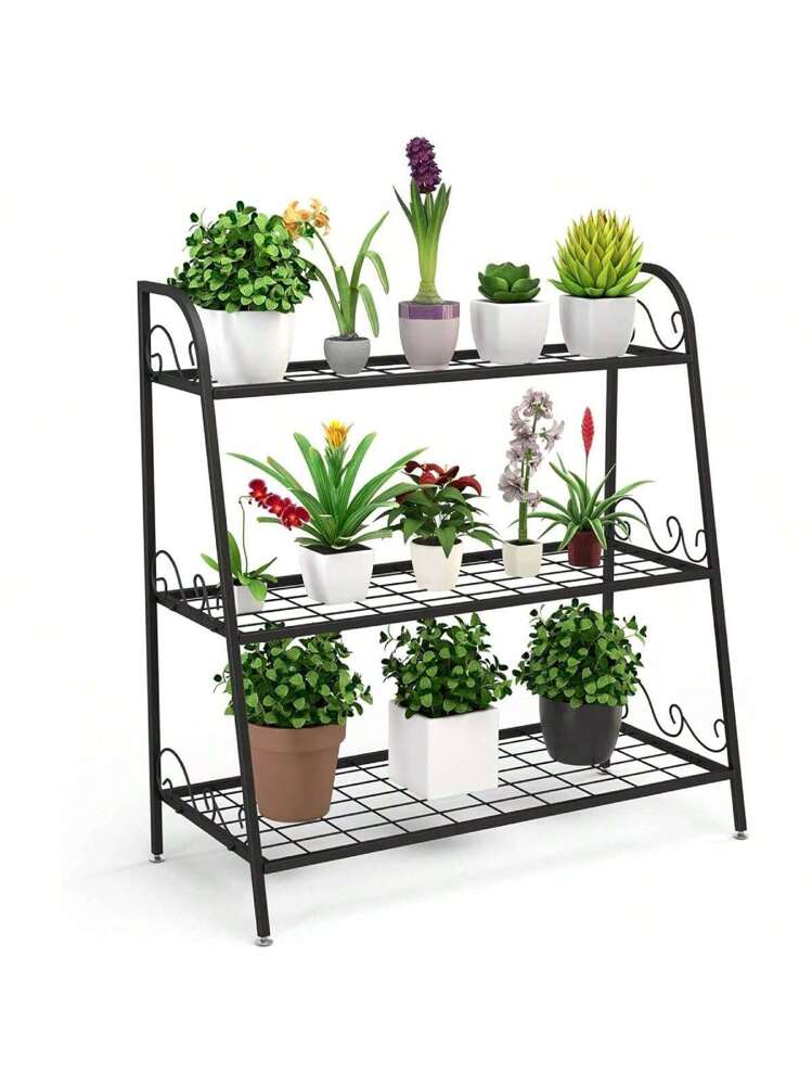 Mensola per piante in metallo a 4 ripiani, supporto per interni, per vasi da fiori, giardino, patio, balcone, esterni, mensole per riporre piante