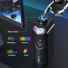 Onikuma帶rgb燈光的無線揚聲器,分體設計便攜無線兼容音箱,帶內置麥克風的家庭劇院聲吧 - 黑色 - 查看 2