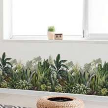 2入組熱帶風格壁貼棕櫚葉壁貼,綠色植物壁飾海報,乙烯基剝離貼和貼藝術壁畫,適用於臥室,客廳,辦公室 - 綠色 - 查看 5