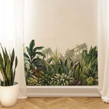2入組熱帶風格壁貼棕櫚葉壁貼,綠色植物壁飾海報,乙烯基剝離貼和貼藝術壁畫,適用於臥室,客廳,辦公室 - 綠色 - 查看 3