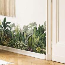 2入組熱帶風格壁貼棕櫚葉壁貼,綠色植物壁飾海報,乙烯基剝離貼和貼藝術壁畫,適用於臥室,客廳,辦公室 - 綠色 - 查看 2