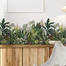 2入組熱帶風格壁貼棕櫚葉壁貼,綠色植物壁飾海報,乙烯基剝離貼和貼藝術壁畫,適用於臥室,客廳,辦公室 - 綠色 - 查看 4