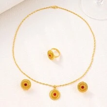 1pc Gold-Color Traditional Jewelry Set For Women, Wedding Party Gift Set - Royal Blue - View 7