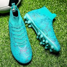 High Top Soccer Shoes With Long Studs For Men And Women, Professional Training And Competition, Breathable And Non-Slip Ronaldo  Cleats - Blue - View 5