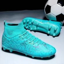 High Top Soccer Shoes With Long Studs For Men And Women, Professional Training And Competition, Breathable And Non-Slip Ronaldo  Cleats - Blue - View 2