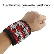 1 件,磁性腕帶帶固定螺絲,三排 6 塊磁鐵,男士工具禮品,機械和電工手腕磁鐵工具或螺絲支架,強力磁性手腕,電動木工多功能工具,吸釘小五金工具,護腕帶指甲鎬、給爸爸的生日禮物、感恩禮物、旅行套裝(線條顏色隨機) - 彩色 - 查看 2