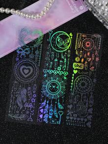 3 件裝熱銀寵物防水可重複使用捕夢網系列貼紙,非常適合 Diy 剪貼簿、信封和卡片裝飾 - 彩色 - 查看 6