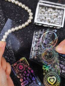 3 件裝熱銀寵物防水可重複使用捕夢網系列貼紙,非常適合 Diy 剪貼簿、信封和卡片裝飾 - 彩色 - 查看 7