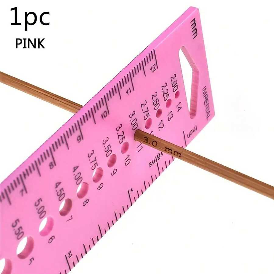1pc Crochet Knitting Special Ruler Knitting Tool Sweater Needle Ruler Gauge Crochet Hooks Measuring Tool Knitting Gauge ABS Plastic Rulers,Knitting Gauge Plastic Knitting Needle Gauge Circle Geometric Template Ruler Student Measure Tool For Sewing Crochet Hooks Measuring Tool Knitting Ruler Knitting Tool - Pink - View 1