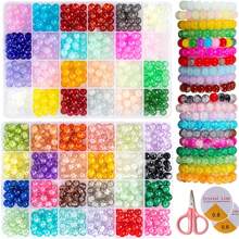 960pcs 8mm 24 Grid Burst Beads +24 Grid Solid Color Beads Combination Glass Bead Set With Tool Crystal Line  Scissors, Gift To Beginners - 8mm Multi-color Set - View 1