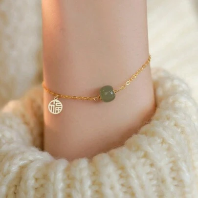 BALMORA 1 chiếc vòng tay bạc Sterling S925 đính ngọc bích nhân tạo, vòng tay hạt cườm biểu tượng may mắn, quà tặng sinh nhật cho phụ nữ.