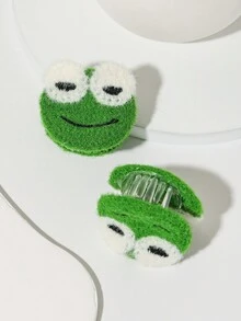 2入組女士卡通動物青蛙甜美可愛髮夾,大學風格 - 彩色 - 查看 2