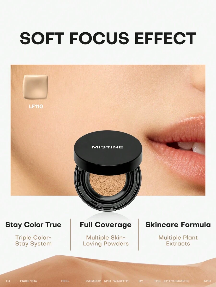 MISTINE 氣墊粉底霜 4g 絨面啞光完美遮瑕妝效,適用於油性肌膚,24小時抗氧化,防水,防污染 - 低頻110S - 查看 1