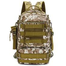 1pc Desert Camo Nylon Fishing Tackle Backpack, Multi-Functional Outdoor Fishing Accessories Bag For Lures, Reels, Hooks, Flies And Baits Storage, With Shoulder Straps - Multicolor - View 4