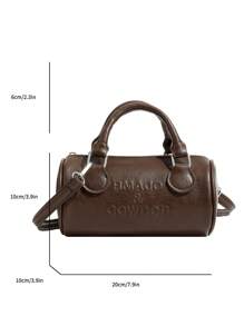 全新复古夏日假期波士顿手提包和圆柱形枕头包斜挎包手提包套装 - 咖啡棕 - 查看 10