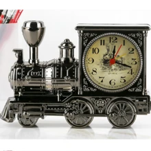 1只新式老式火車造型鬧鐘,創意塑料桌鐘,時尚家居裝飾和禮物 - 灰色 - 查看 1