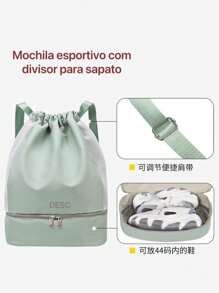 Mochila Saco Esportiva Impermeável Academia Divisor para Sapato - Vinho - Visão 3