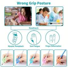 5入組軟橡膠指握縫練習書寫筆助手,兒童習字工具,兒童教育用品,兒童禮物 - 彩色 - 查看 3