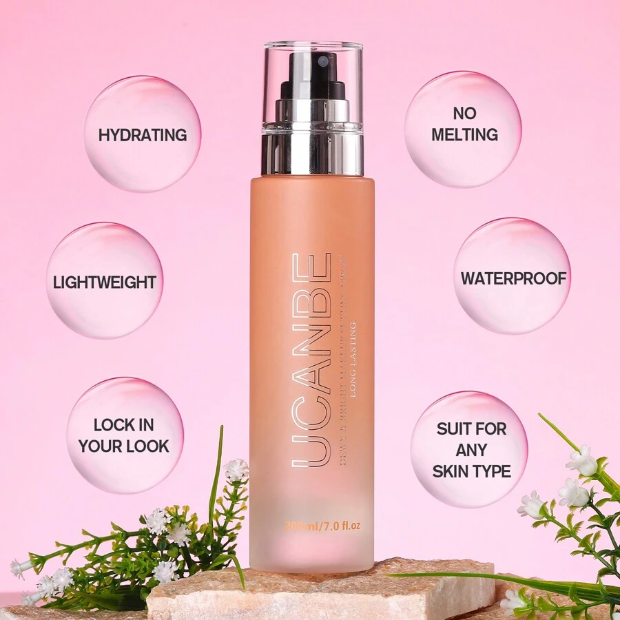 7 Fl Oz UCANBE Dewy Makeup Setting Spray, Lightweight Hydrate Make Up Spray For Natural Glow, Moisturizing Finishing Spray Long Lasting Face Mist - 無色 - 查看 1